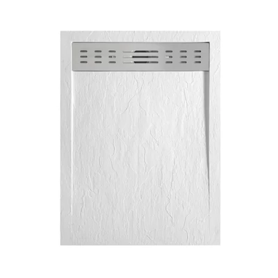 Wellis Ergo zuhanytálca 140x90x4 fehér kőhatású műmárvány, lefolyóráccsal WC00529